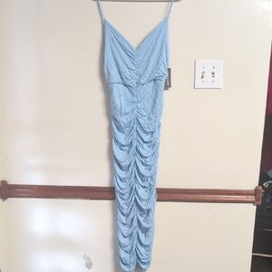 PrettyLittleThing Blue Maxi Dress with V-Neckline